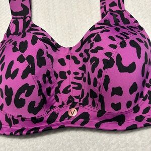 Lane Bryant LIVI Active Max Support Underwire  Purple/Black Leopard Sports Bra